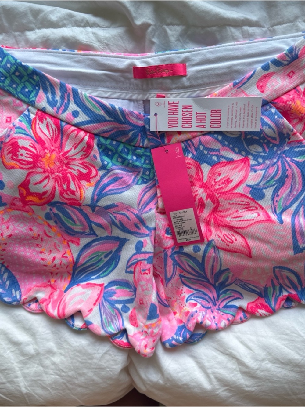Lilly Pulitzer Pink Floral Scallop-Hem Athletic Shorts